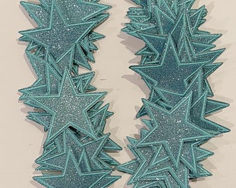 Star Patch Teal, Iron on Patch, Glittering Bling Star Patch, Patch for Trucker hat, Game Day Cheerleader Patch, Sassy Senior Day Patches