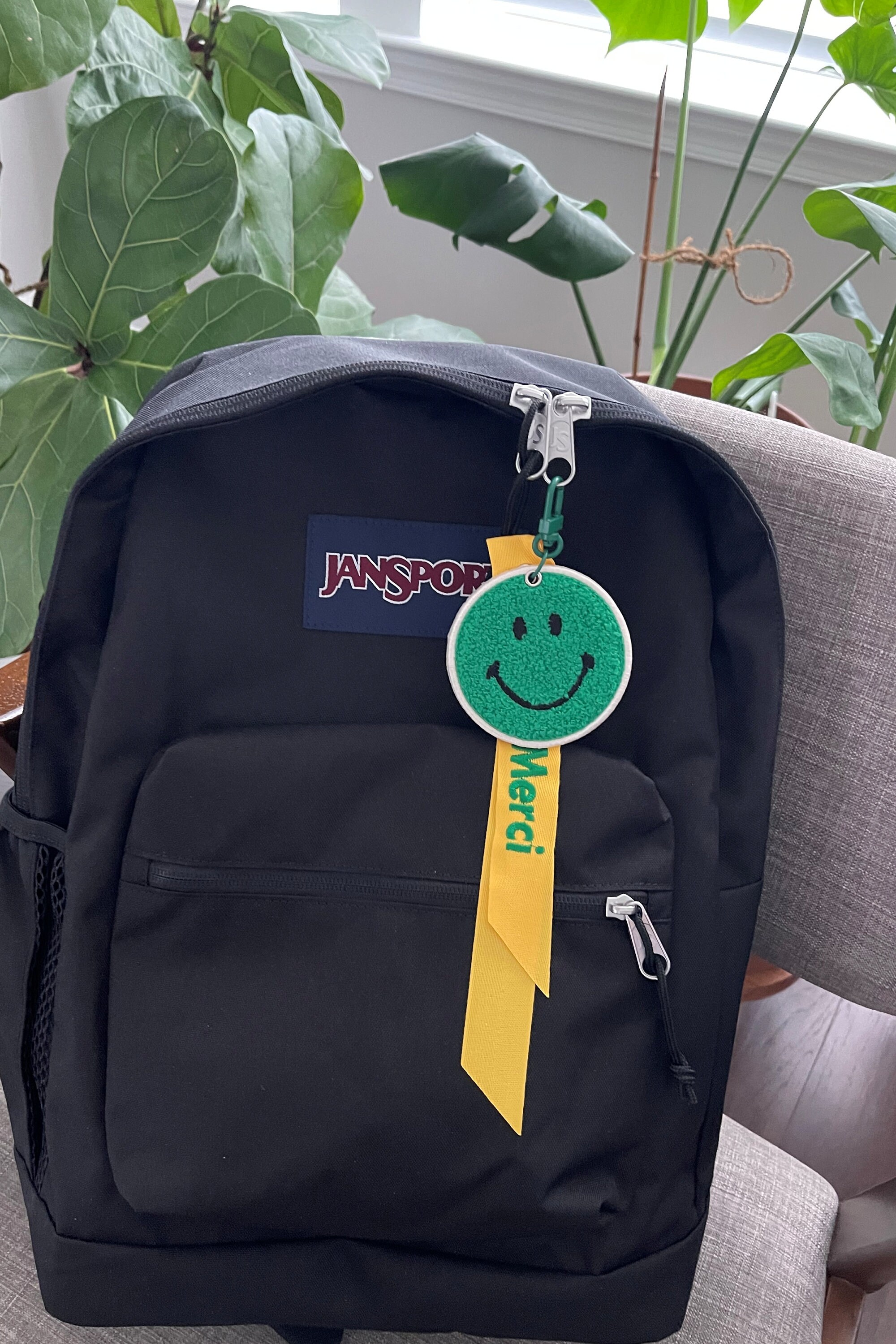 Smiley Face Key Ring: Embroidered Smile Face Bag Charm - Etsy
