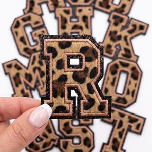 Leopard Print Letter Patch, Varsity Alphabet Iron On Patch, Leopard Initial Patch for Jackets Bags, Custom Monogram Patch, A-Z
