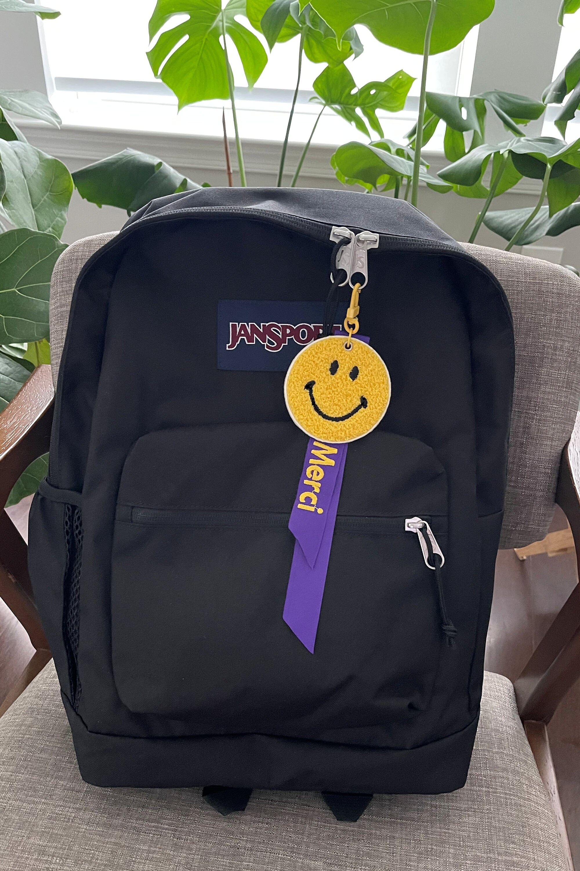 Smiley Face Key Ring: Embroidered Smile Face Bag Charm - Etsy