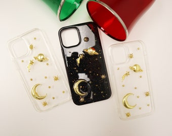 Celestial Galaxy Sparkle Bling stars and  moon iPhone case 12 12 Pro 12 Pro Max Starry night iPhone Case