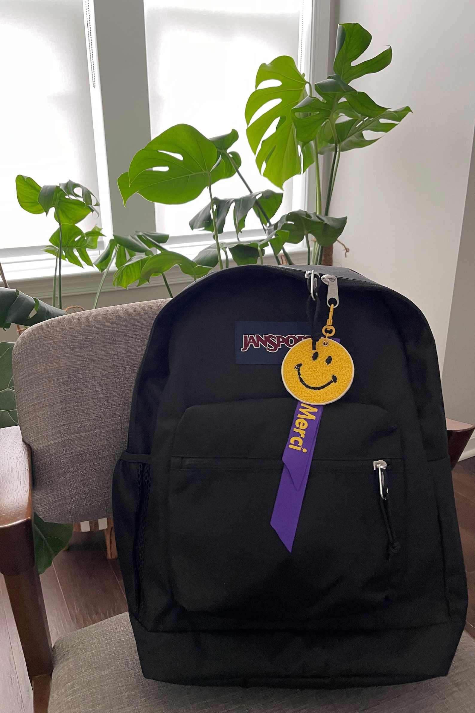 Smiley Face Key Ring: Embroidered Smile Face Bag Charm - Etsy