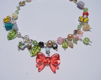 Bow Beaded Fairycore Necklace / Aesthetic Summer Necklace