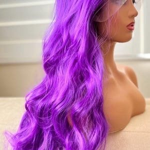FREE shipping Purple Mermaid  Bodywave 13 x 6 free parting long thick wig