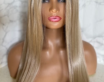 Premium Perücke Lace Front BARBIE WIG Lange weiche gerade Hand gebunden Haaransatz Natürliche Welle 26-Zoll-Perücke. Weizenblond