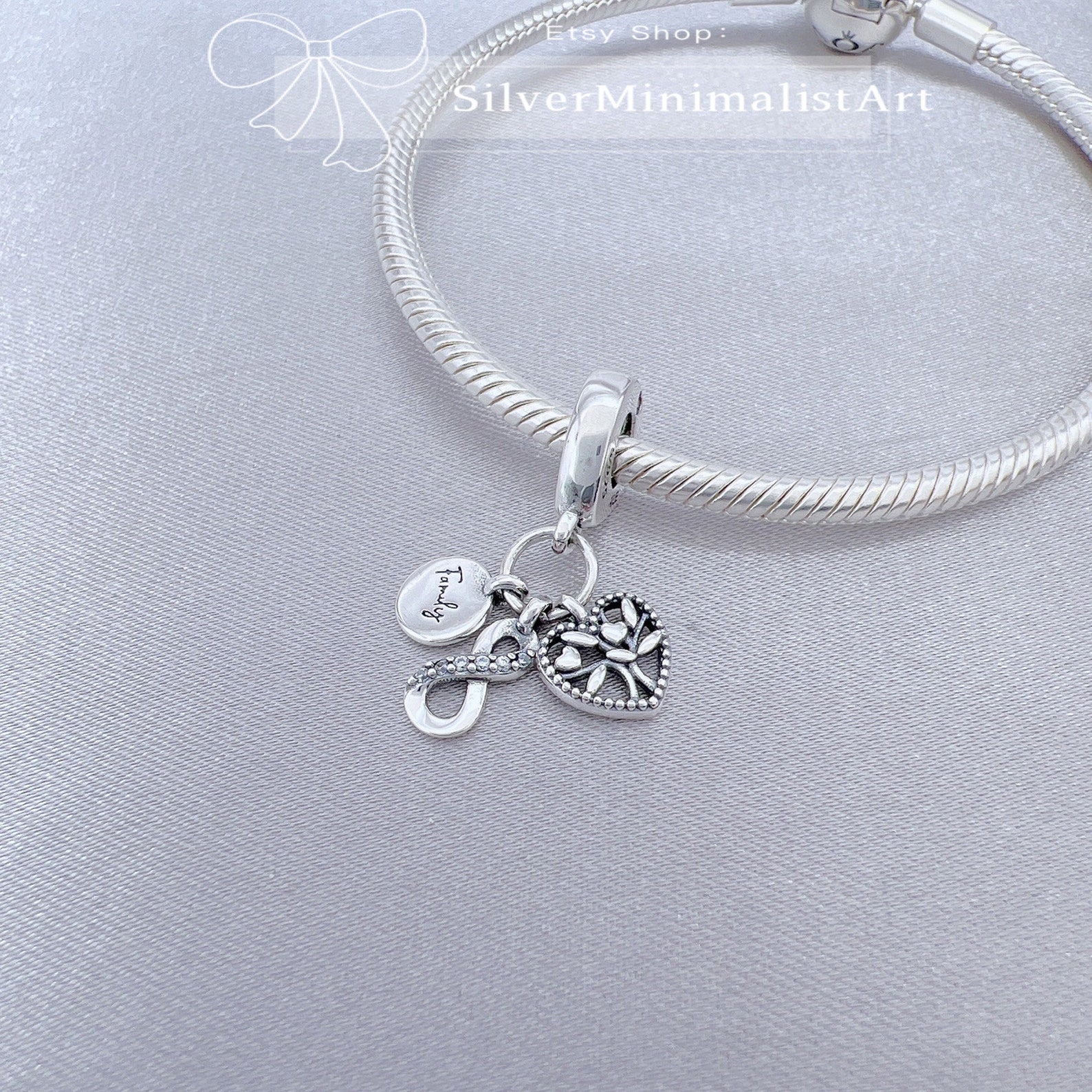 Pandora Charms2022 New Family Infinity Triple Dangle Charm Etsy