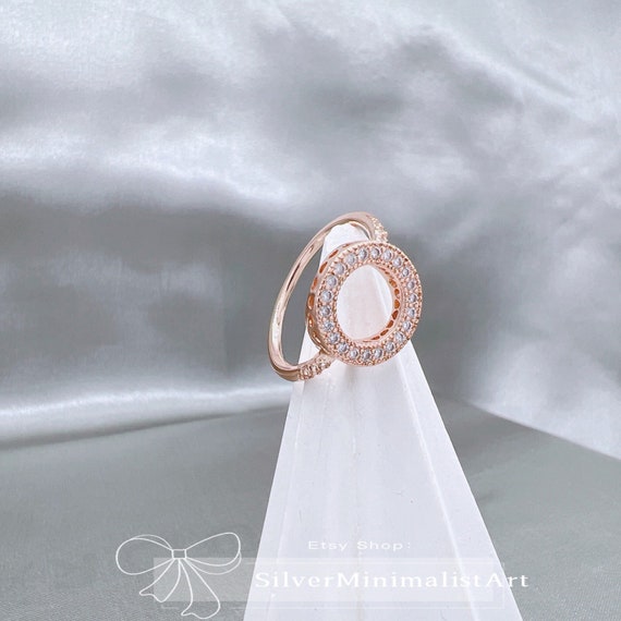 New Rose Gold Hearts Halo Ring With 