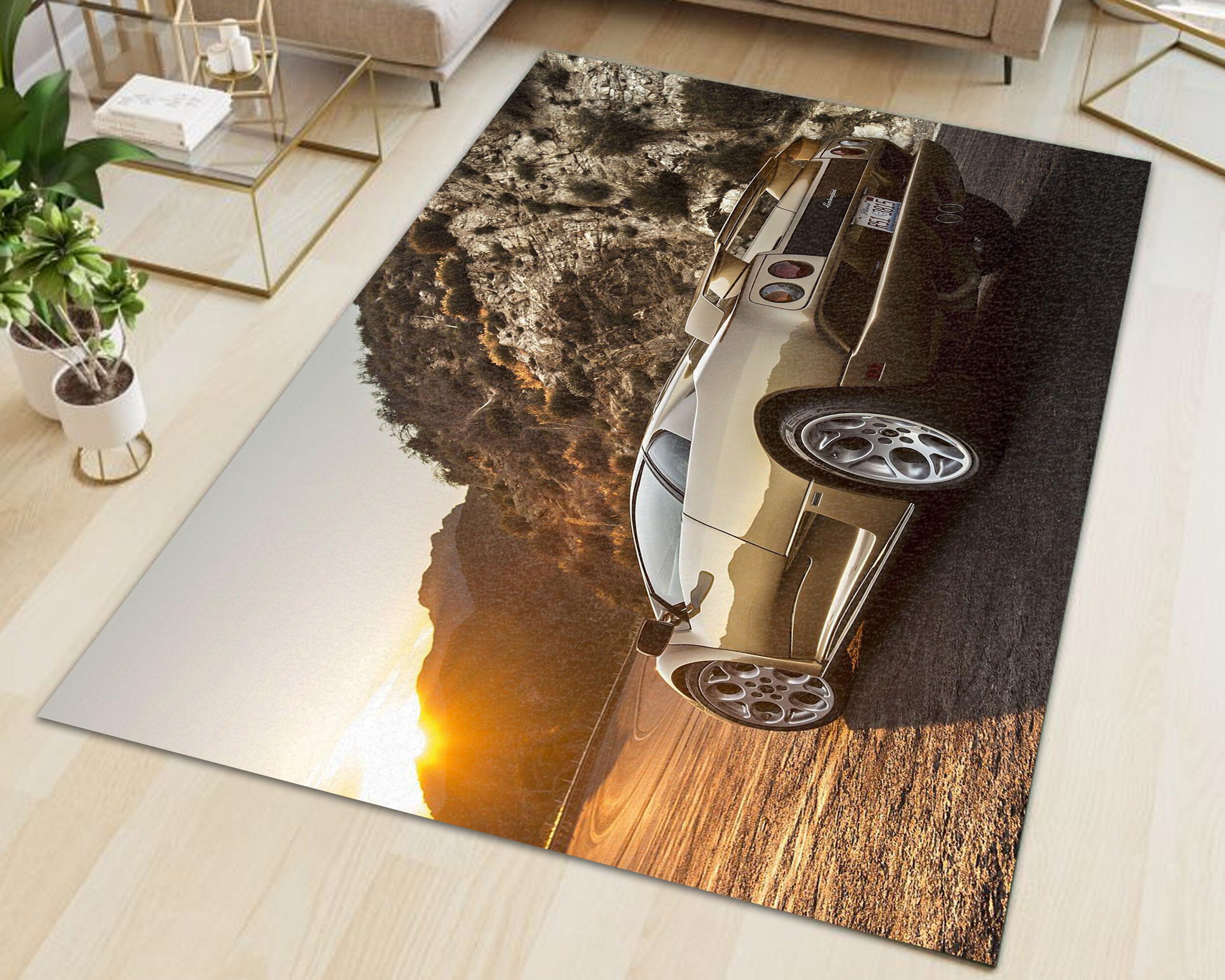 Car Print Rug Area Rug Decorative Floor Mat Carpet Rug Etsy