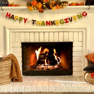 Guirnalda de feliz día de acción de gracias/guirnalda festiva/guirnalda de otoño/guirnalda de bolas de fieltro/banderín de letras de fieltro/decoración de repisa de otoño/banderín de otoño