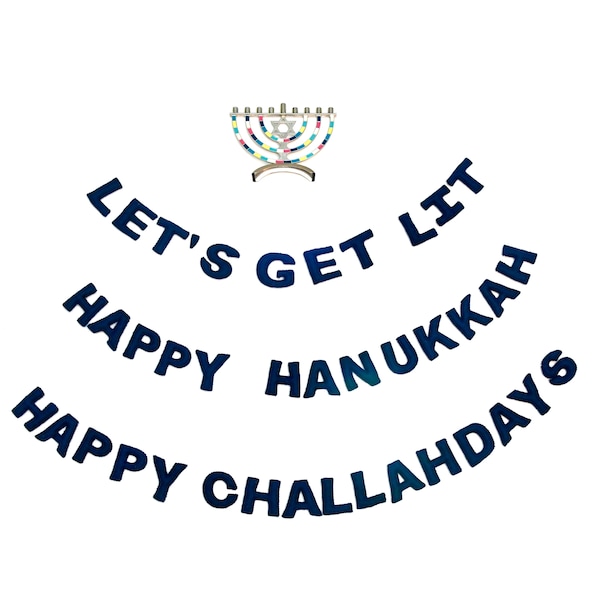 Happy Hanukkah Garland/ Holiday Garland/ Chanukah Garland/ Felt ball garland/ Felt Letter Banner/ Fall Mantel decor/ Fall banner