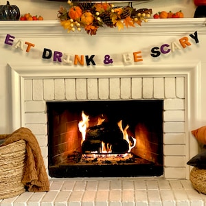 Come Drink & Be Scary Halloween Garland / Halloween Wool Banner / Fall Garland / Wool Felt Letter Banner / Fall Mantel decoration/ Fall Banner
