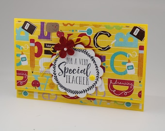 Teacher Gift Card Holder, Special Teacher Gift, Teacher Appreciation Card, End Of Year Teacher Gift, Thank You Teacher Gift Envelope