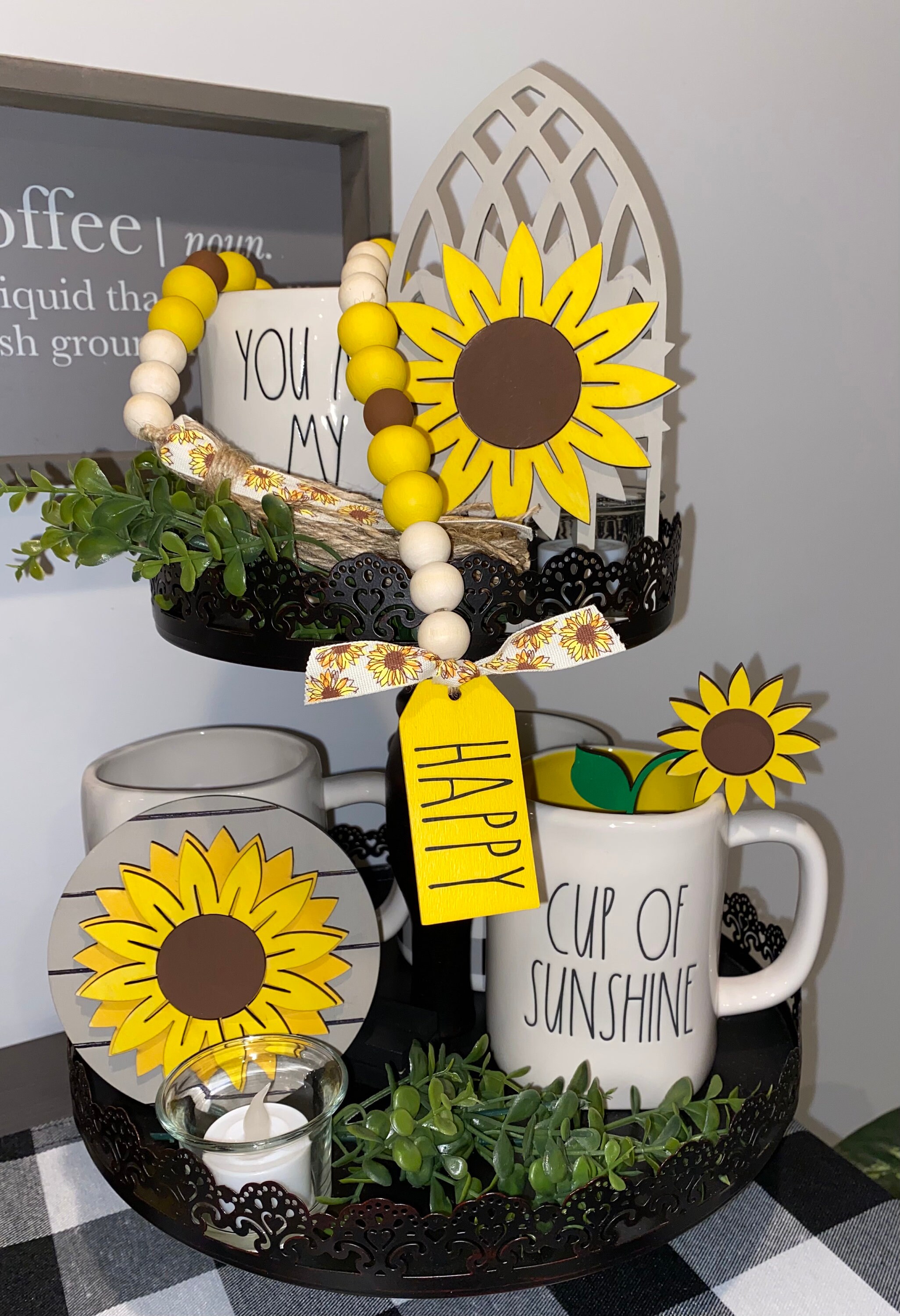 Guirnalda de cuentas de madera amarilla y marrón de girasol | Etsy