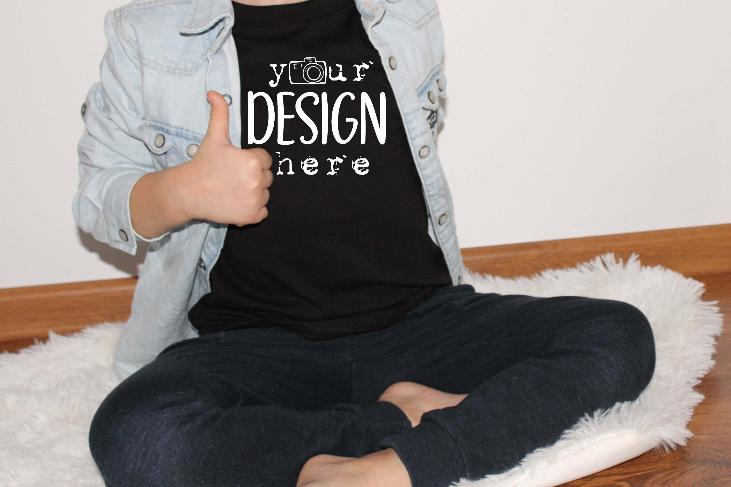 Download Real Child Black T-shirt Mockup Children Model | Etsy