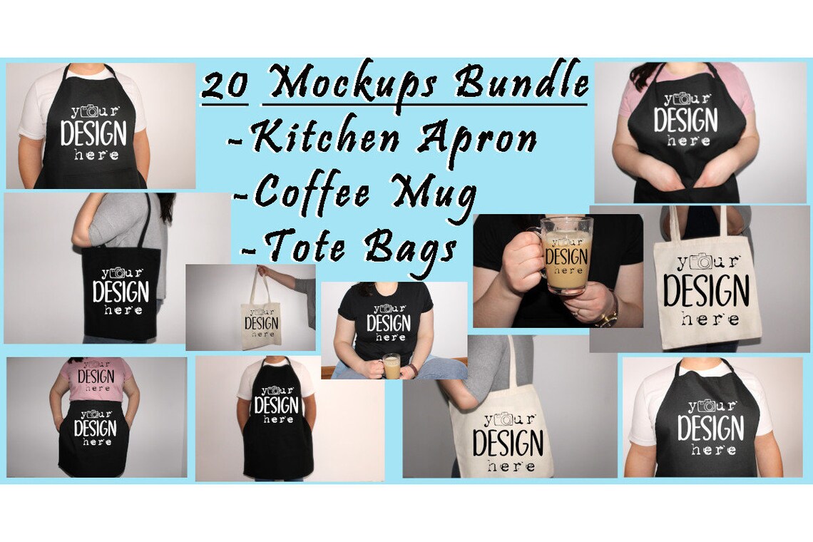 Download 20 Real Model Mockups BundleKitchen Aprons & Tote Bags Mockup | Etsy