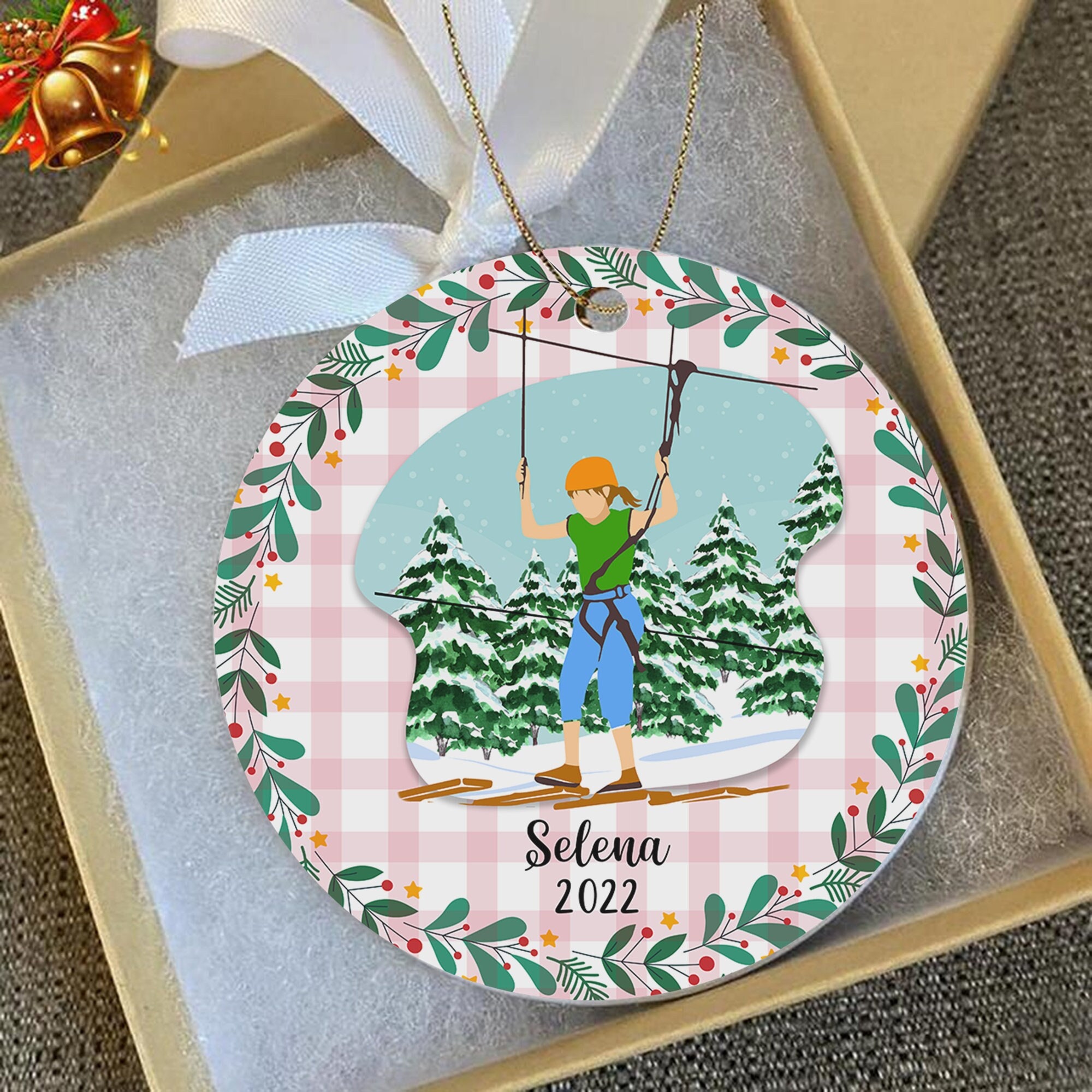 Tree Top Adventure Christmas Ornament, Skiing Girl Xmas Keepsake