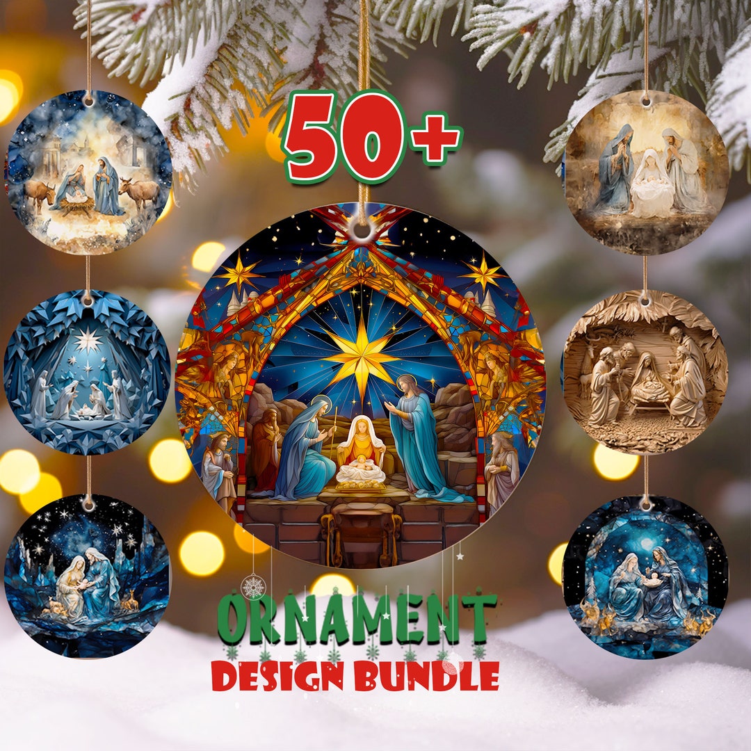 Ornament Bundle Set of 50 Files 3D Nativity Scene Png Jesus Ornament