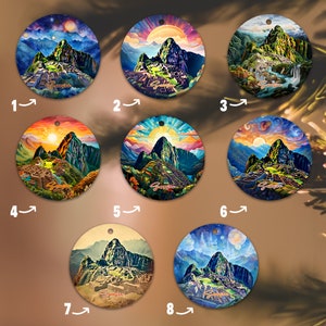 3D personalized name Colorful Machu Picchu photo,Beauty History Natural Mountain ridge,Landmarks car mirror ornament,Acrylic Ornament Favors
