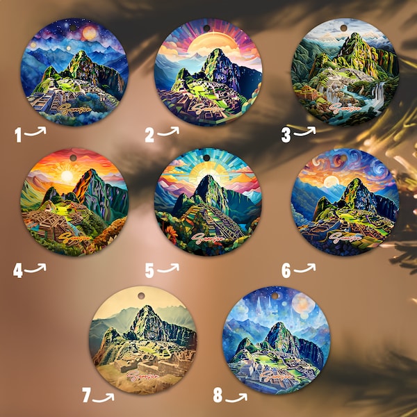 3D personalized name Colorful Machu Picchu photo,Beauty History Natural Mountain ridge,Landmarks car mirror ornament,Acrylic Ornament Favors