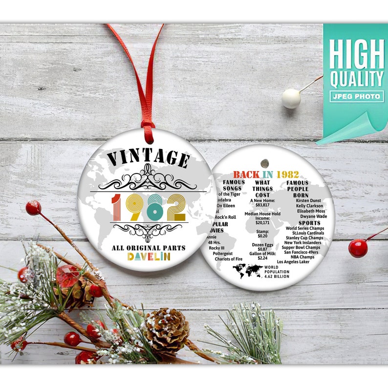 Customizable Vintage Birthday Ornament All Original Parts