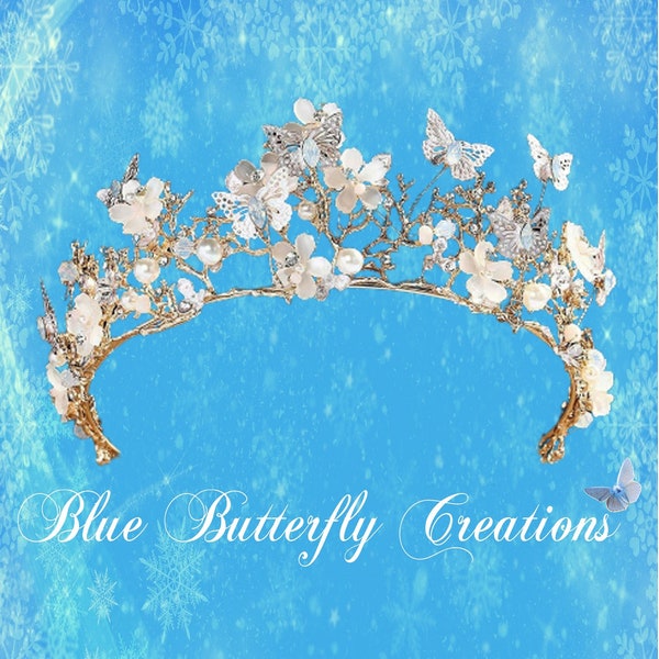 Floating butterfly digital tiara, Butterfly and flowers digital crown, Princess tiara, Photo composite tiara crown, Girls butterfly crown