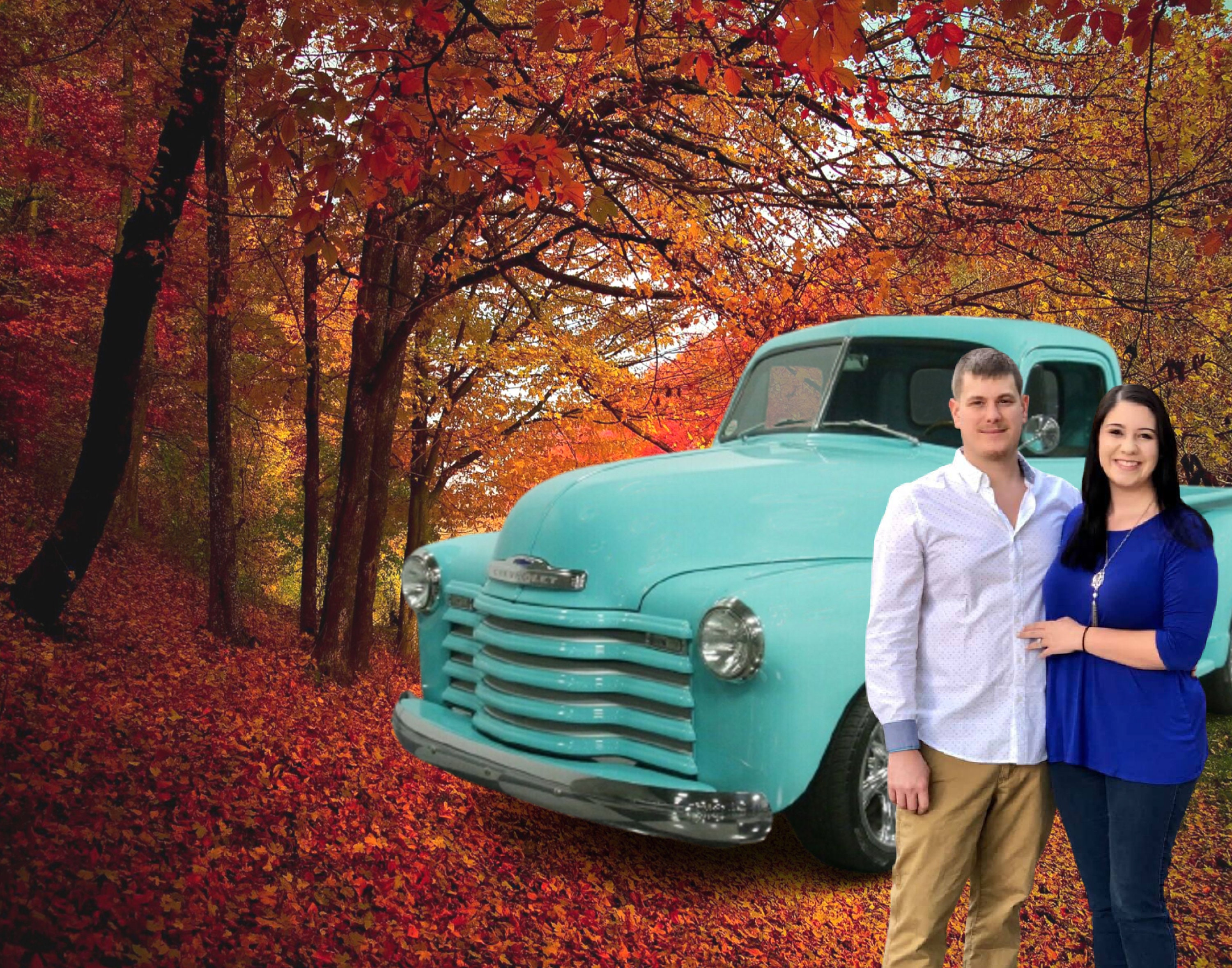 Old Truck Digital Fall Background, Vintage Truck Tailgate Photo