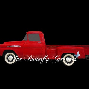 1958 Red Chevy Pickup truck digital PNG, Chevy classic pickup PNG, Antique Chevy PNG, Vintage Chevy Pickup truck, Red 1958 Chevy Pickup image 3