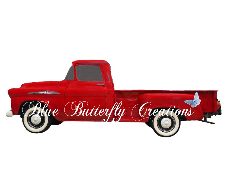 1958 Red Chevy Pickup truck digital PNG, Chevy classic pickup PNG, Antique Chevy PNG, Vintage Chevy Pickup truck, Red 1958 Chevy Pickup image 1