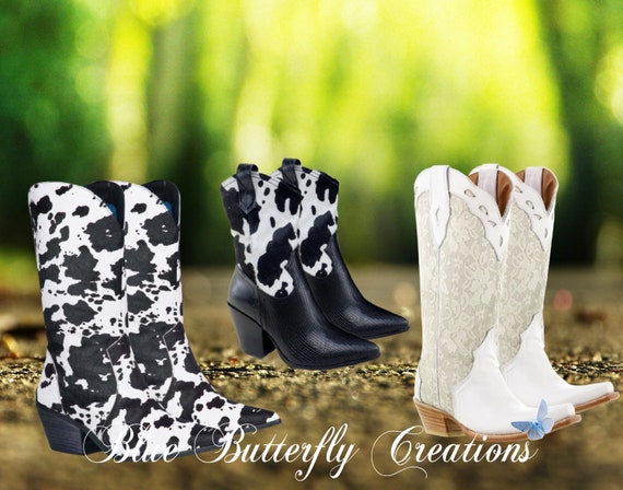 Cowprint Cowboy Boots Clipart Cow Print Cowgirl Boots - Etsy