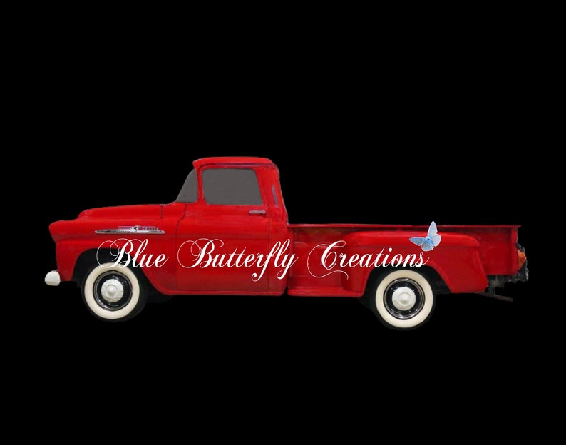 1958 Red Chevy Pickup truck digital PNG, Chevy classic pickup PNG, Antique Chevy PNG, Vintage Chevy Pickup truck, Red 1958 Chevy Pickup image 2