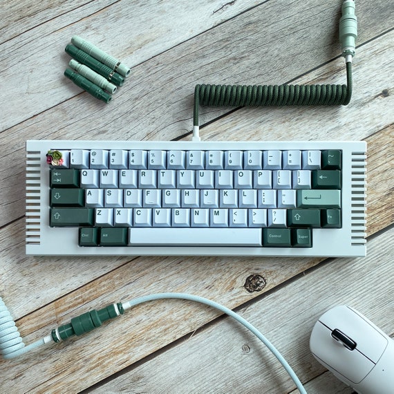 Custom Coiled Keyboard USB Cable With Aviator Connector Botanical 