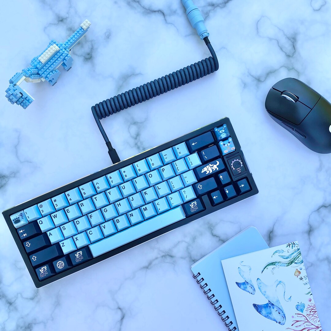 Custom Coiled Keyboard USB Cable GMK Mizu Dark Etsy