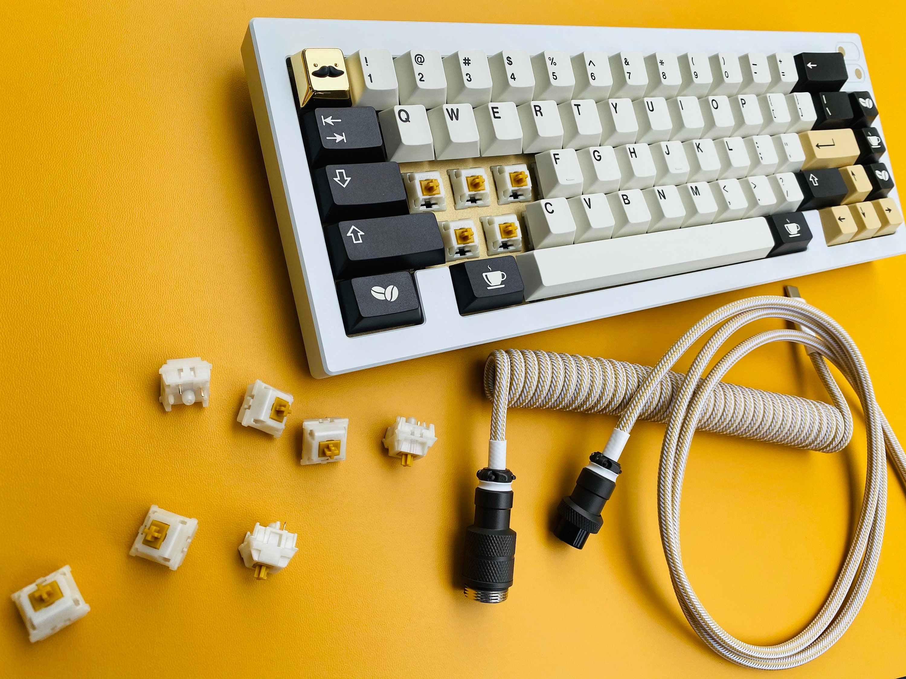 Custom Coiled Keyboard USB Cable With Aviator Connector Cafe Etsy