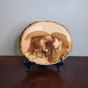 Laser Engraved Photo on Basswood Slice - Custom Keepsake