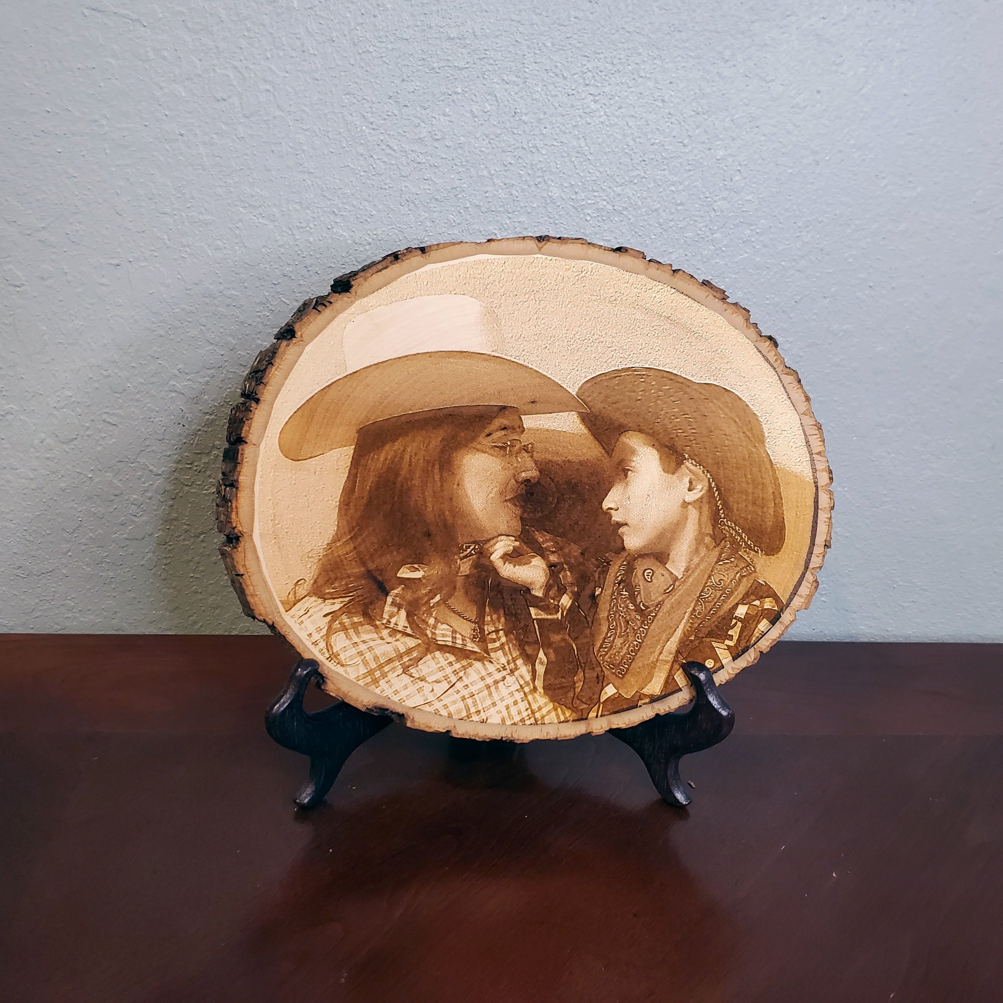 Laser Engraved Photo on Natural Wood Slice Laser Engraving - Etsy