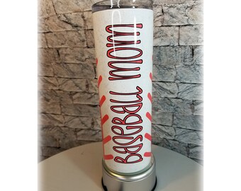 Béisbol inspirado en béisbol mamá sublimada 20 onzas vaso flaco