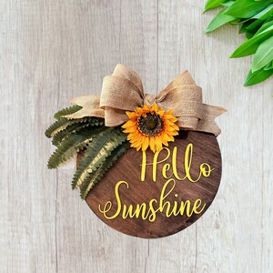 Hello Sunshine Sunflower Wooden Decorative Sign