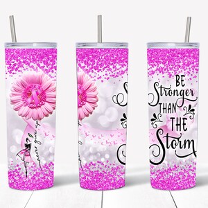 Cancer Awareness sublimated cup on 20 ounce skinny tumbler
