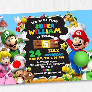 Mario Kart Birthday Party Invitation Super Mario Birthday Etsy