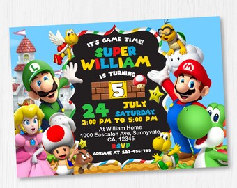 Mario Invitations Etsy