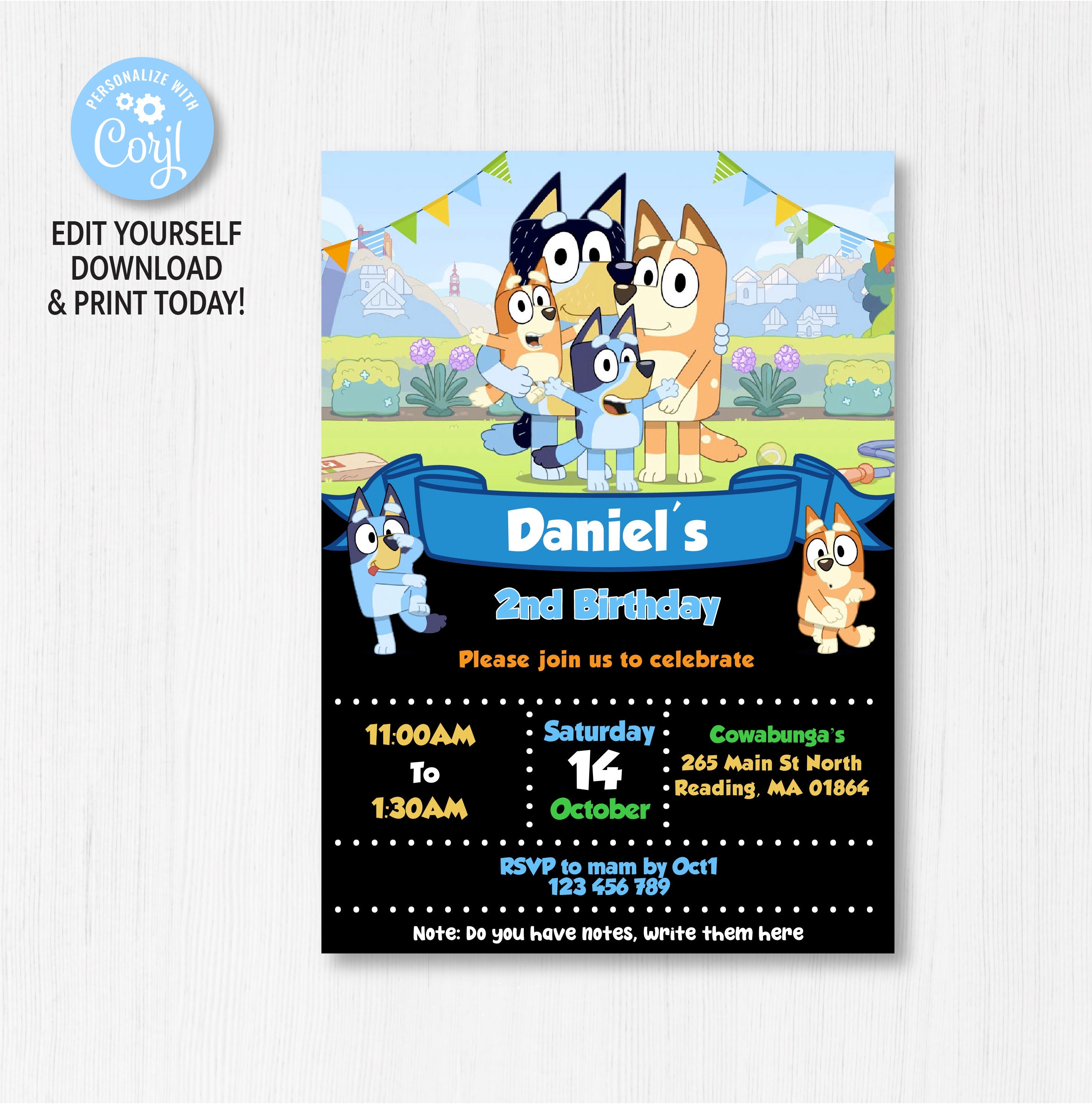 Bluey Birthday Party Invitation Template Printable for Girl Etsy Bluey Birthday Party Invitation Template Printable for Girl Etsy