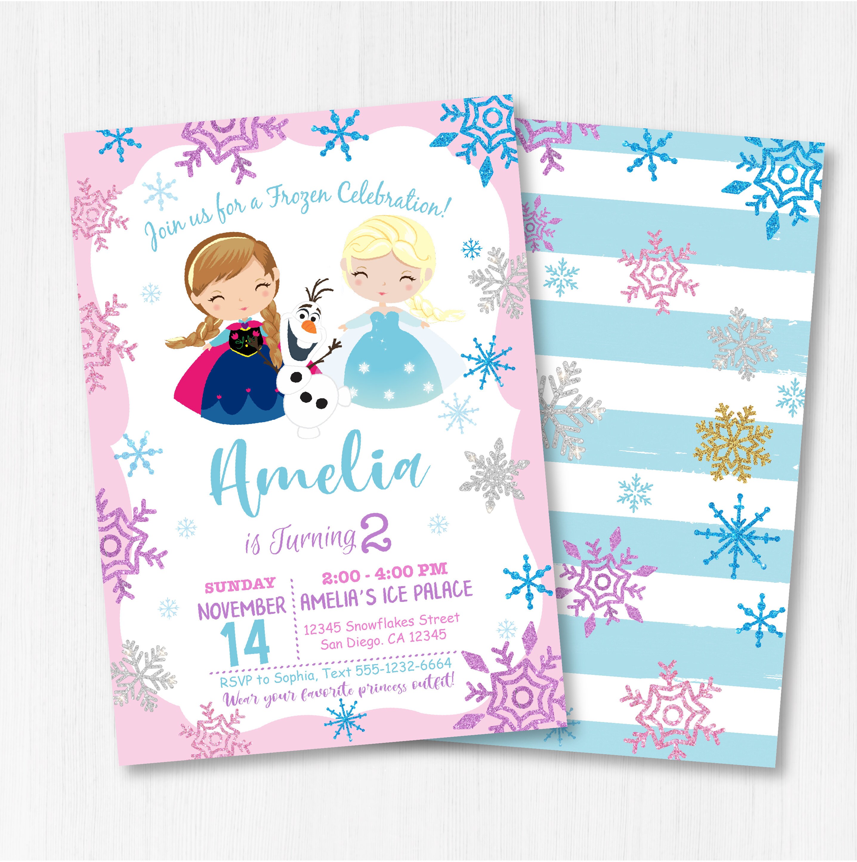 ELSA ANNA INVITATION - Frozen Birthday Invitation, Disney Princess, E…