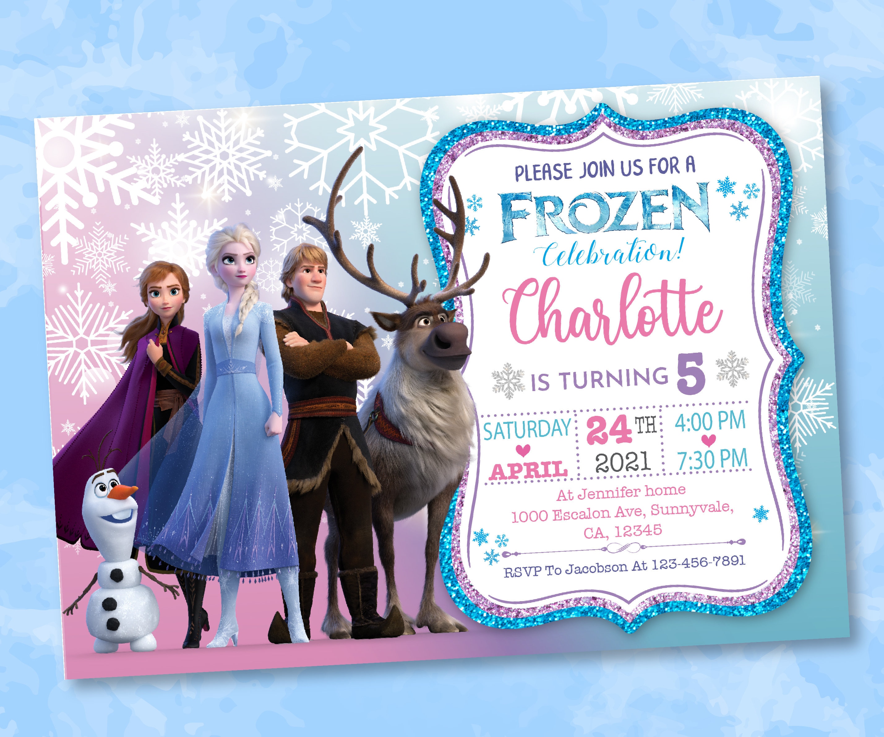 ELSA ANNA INVITATION Frozen Birthday Invitation Disney Etsy