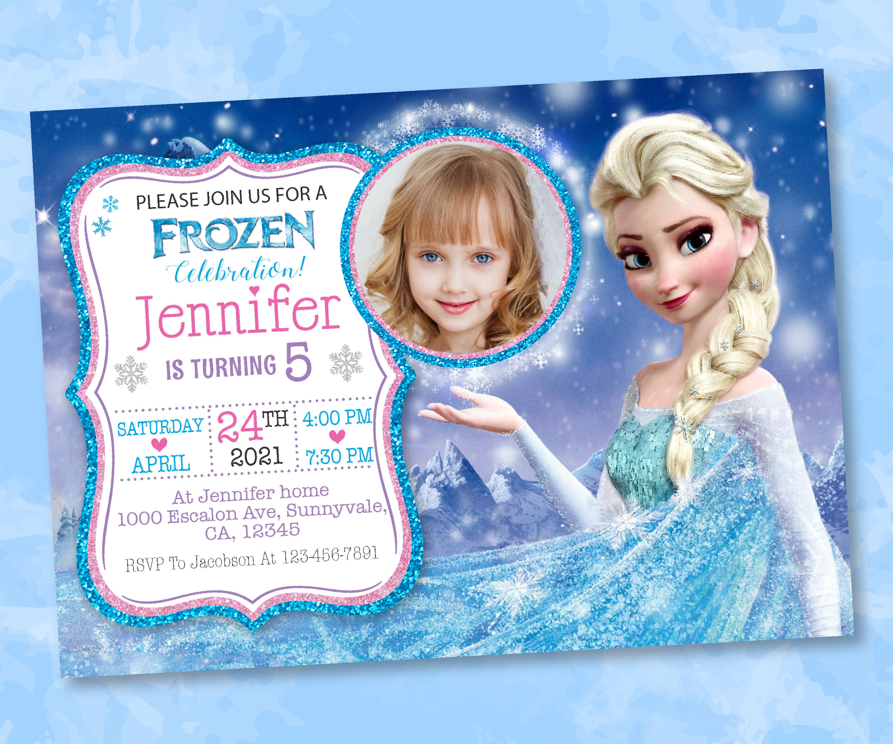 Elsa And Anna Birthday Invitation