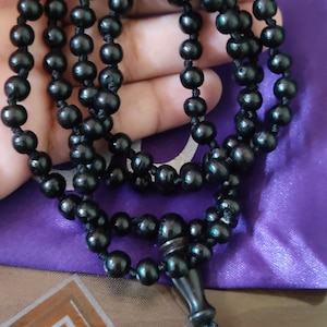 Natural Authentic Black ebony wood mala karungali kattai mala 6 mm with knots