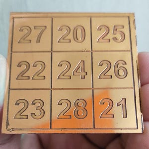 Tarjeta de cobre con número Kuber yantra para abundancia de riqueza