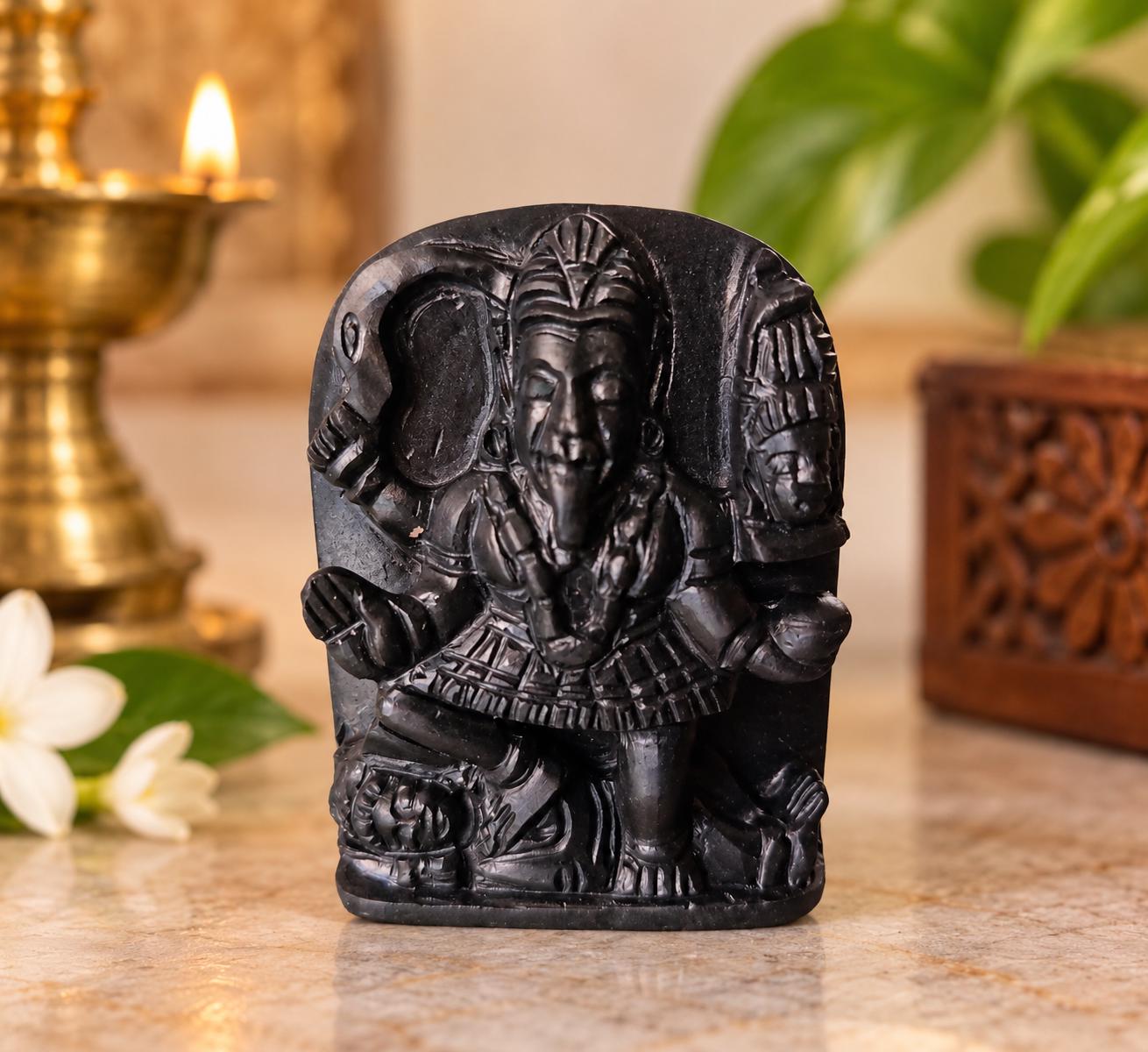 Black Jade Goddess Kali Idol: Antique Handcrafted Gemstone (1.3