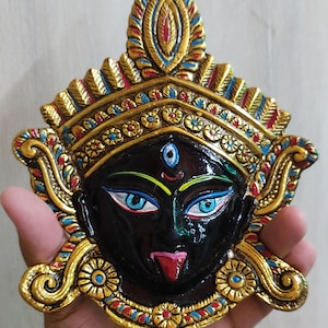 Religious Maa Kali Durga Nazar Battu Metal Wall Hanging Decorative Showpiece
