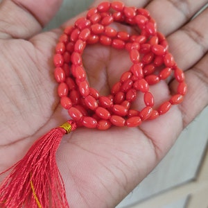 Natural Red Coral Mala Moonga mala 109 beads for spiritual growth and healing