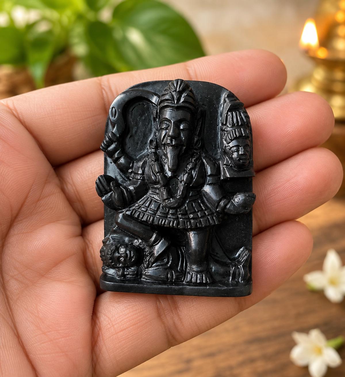 Black Jade Goddess Kali Idol: Antique Handcrafted Gemstone (1.3